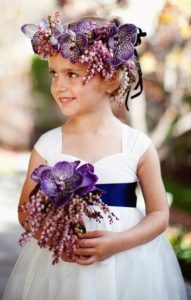 little girl with floral wreath & bouquet