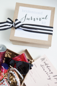 box titled survival kit for bridal party