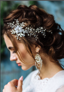 Bride with crystal hair vine