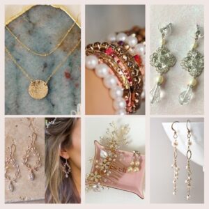 collage of boho jewelry