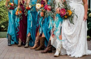 wedding party wearing cowboy boots