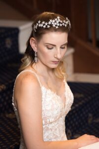 bride wearing star tiara
