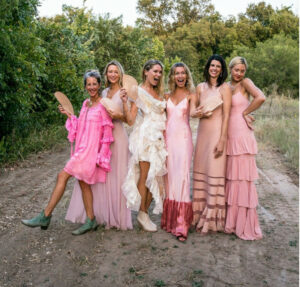Bridal party in white and pink from Modern Wedding Blog