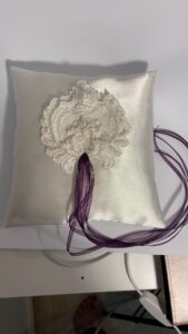 ring pillow refashioned from family heirloom gown