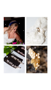 collage of bridal accessories