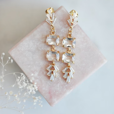 3 stone bridal earrings from Etsy Shop