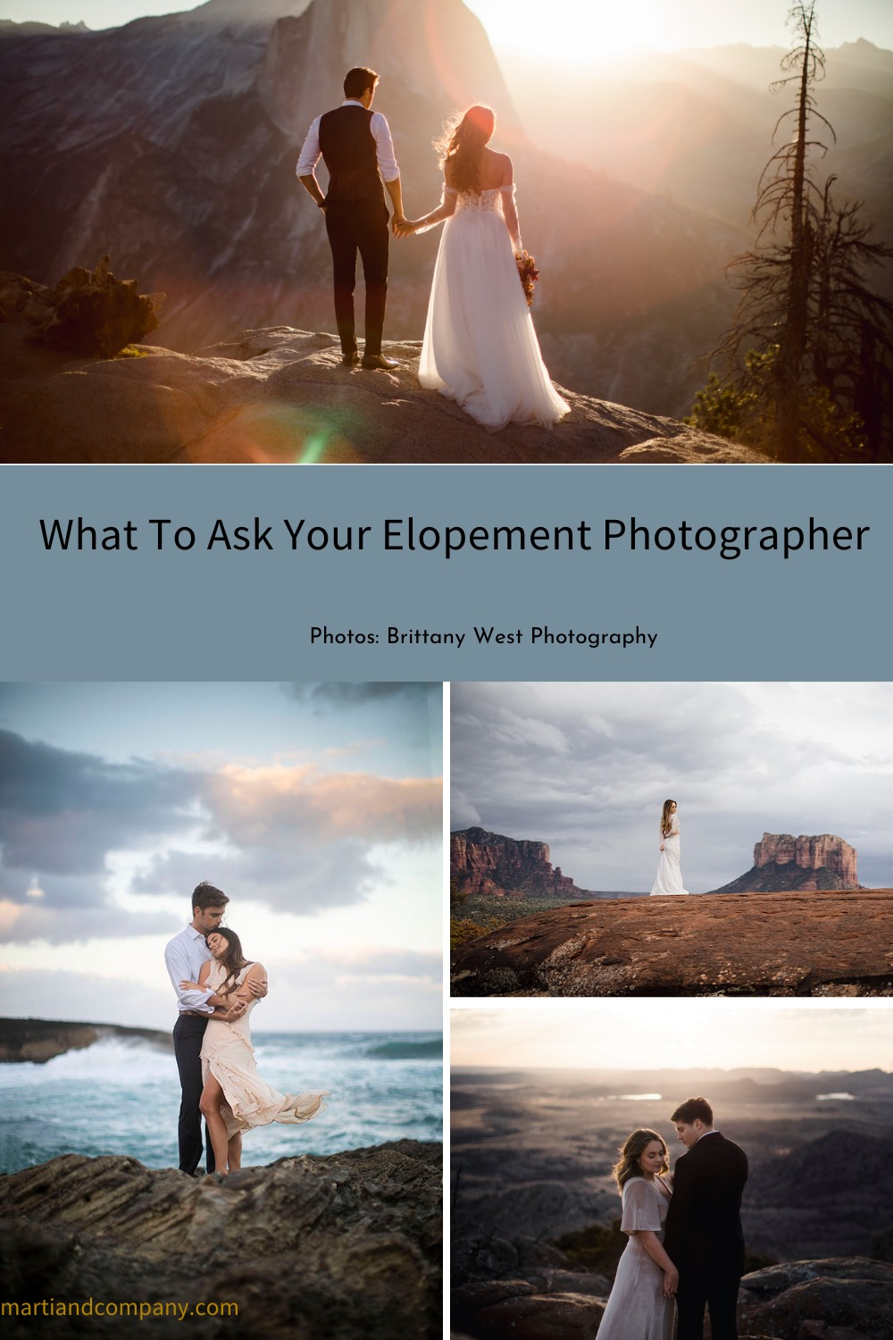 photo collage of elopement couples by Brittany West photography