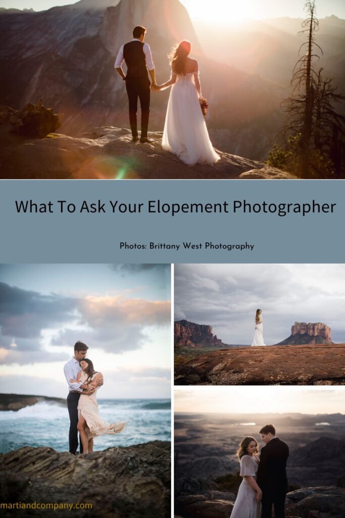 photo collage of elopement couples photos by Brittany West Photography