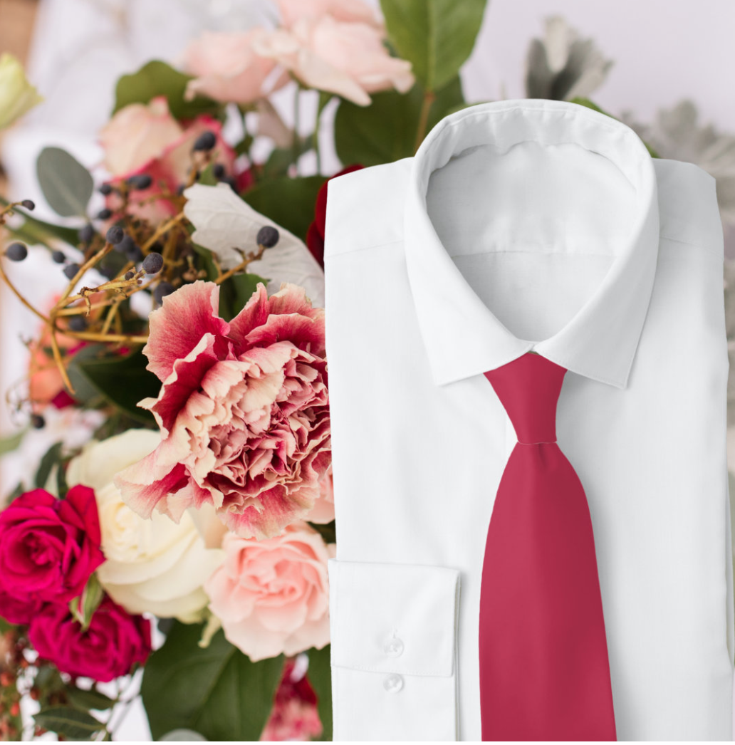 photo of mens white shirt with magenta tie from Dazzle