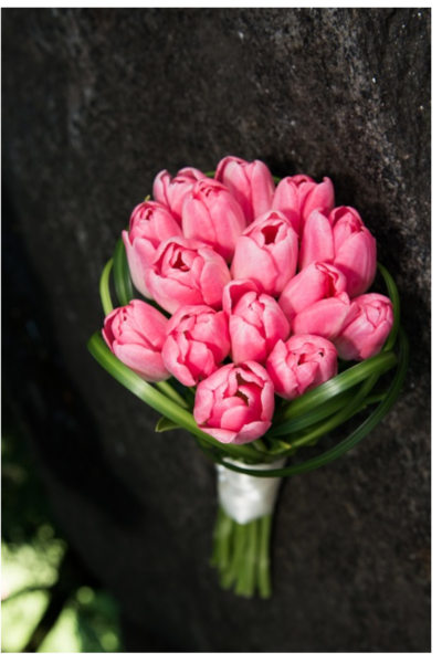 hot pink tulip bridal bouquet