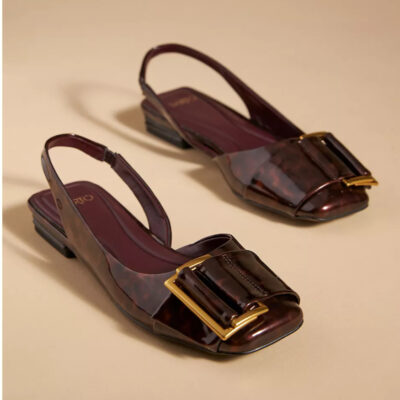 Brown sling back flats with bow accent from Anthropologie
